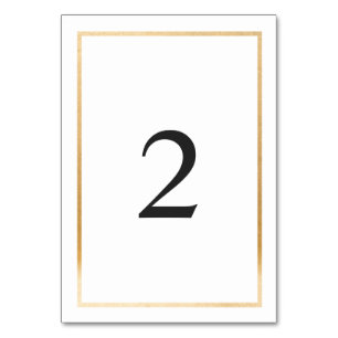 Carte de numéro de table mariage simple Gold Frame