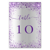 Carte de numéro de table mariage violet argenté (Dos)