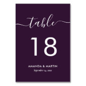 Carte de numéro de table Mariage violet moderne (Dos)