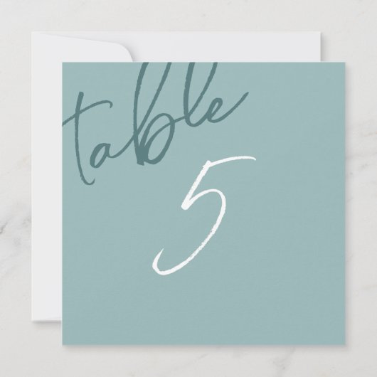 Carte de numéro de table Mariage Winter Green (Dos)