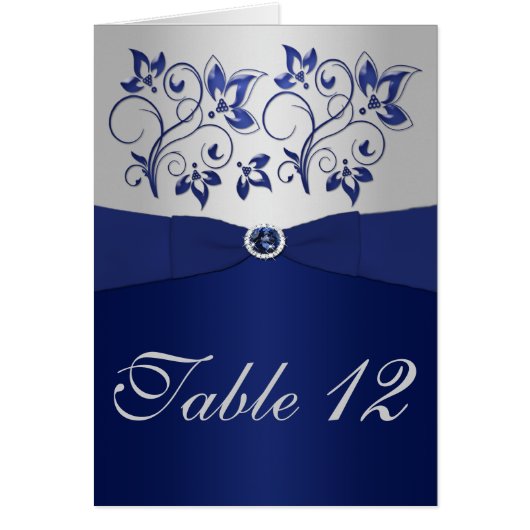 Carte de numéro de table Marine et Silver (Devant)