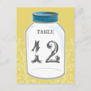 Carte de numéro de table Mason Jar vintage