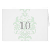 Carte de numéro de table Mint Green Subtle Damask (Devant horizontal)