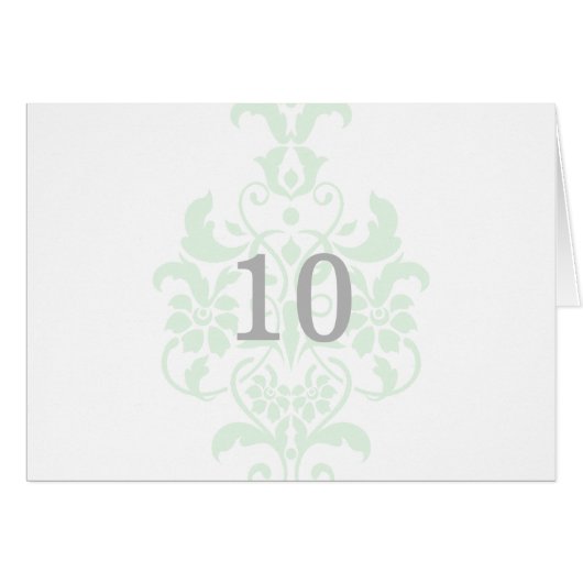 Carte de numéro de table Mint Green Subtle Damask (Devant horizontal)