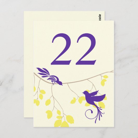 Carte de numéro de table modèle (Devant / Derrière)