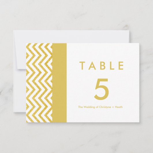 Carte de numéro de table moderne Chevron blanc et (Devant)