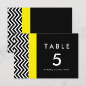 Carte de numéro de table moderne Chevron noir et j (Devant / Derrière)
