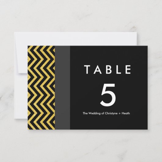 Carte de numéro de table moderne Chevron noir et o (Devant)