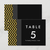 Carte de numéro de table moderne Chevron noir et o (Devant / Derrière)