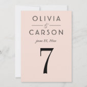 Carte de numéro de table moderne rose et noir (Dos)