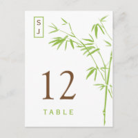 Carte de numéro de table Monogram Bamboo | Vert et