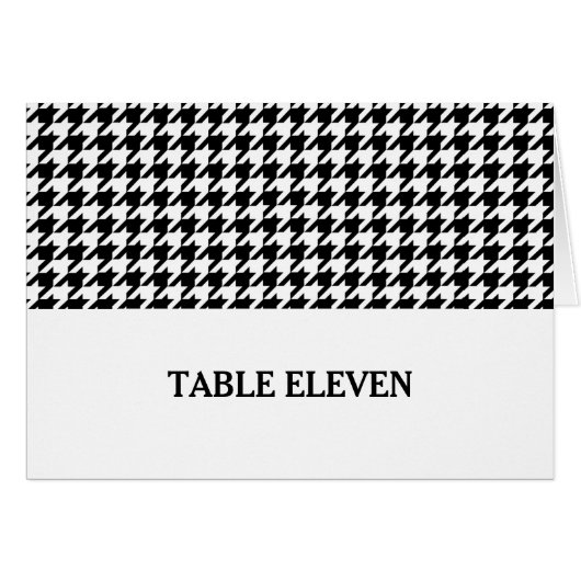 Carte de numéro de table noire Houndstooth (Devant horizontal)
