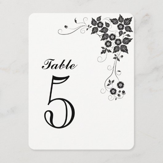 Carte de numéro de table Numéro-5 (Devant)