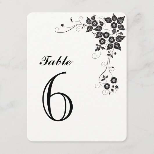 Carte de numéro de table Numéro-6 (Devant)
