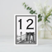 Carte de numéro de table NYC Skyline Brooklyn Brid (Debout devant)