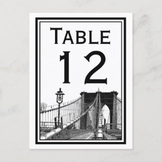 Carte de numéro de table NYC Skyline Brooklyn Brid