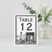 Carte de numéro de table NYC Skyline Brooklyn Brid (Debout devant)