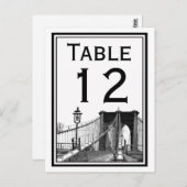 Carte de numéro de table NYC Skyline Brooklyn Brid (Devant / Derrière)