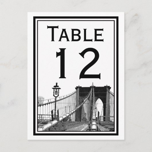 Carte de numéro de table NYC Skyline Brooklyn Brid (Devant)