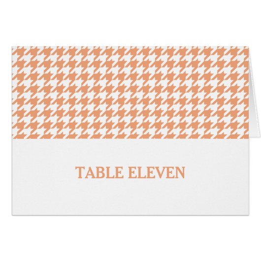 Carte de numéro de table Orange Houndstooth (Devant horizontal)