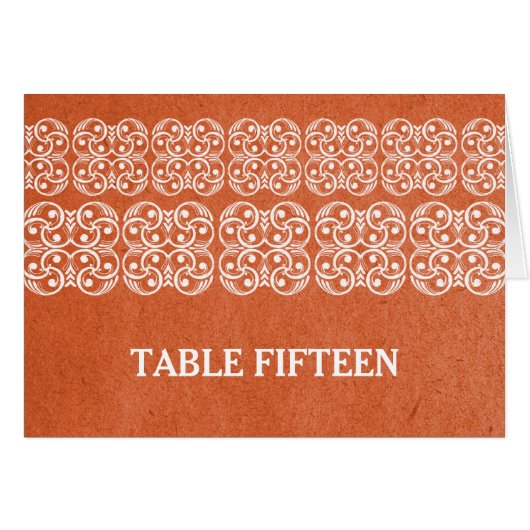 Carte de numéro de table Orange Modern Bohemian (Devant horizontal)