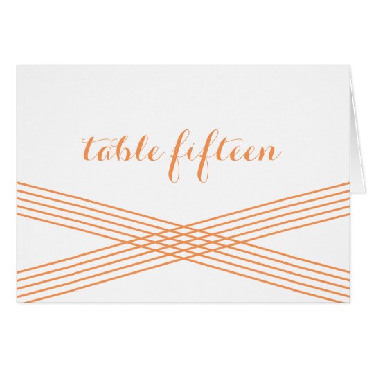 Carte de numéro de table Orange Modern Deco (Devant horizontal)