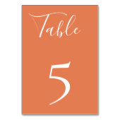 Carte de numéro de table orange poussiéreuse (Dos)
