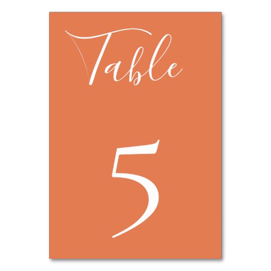 Carte de numéro de table orange poussiéreux (Dos)