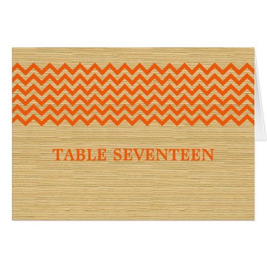 Carte de numéro de table Orange Rustic Chevron (Devant horizontal)