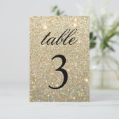 Carte de numéro de table - Paillettes dorées Fab (Debout devant)