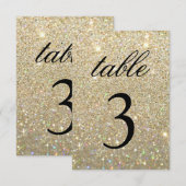 Carte de numéro de table - Paillettes dorées Fab (Devant / Derrière)
