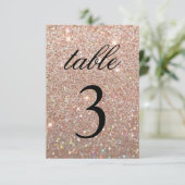 Carte de numéro de table - Paillettes Or Rose Fab (Debout devant)