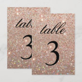 Carte de numéro de table - Paillettes Or Rose Fab (Devant / Derrière)