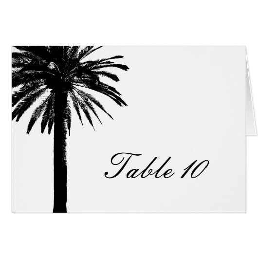 Carte de numéro de table Palm tree pour la récepti (Devant Horizontal)