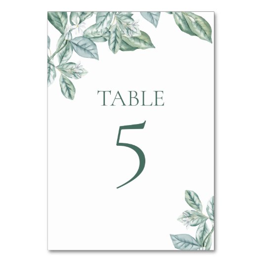 Carte de numéro de table pastel botanique à la men (Par défaut)
