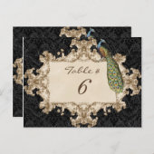 Carte de numéro de table, Peacock & Etchs vintage (Devant / Derrière)