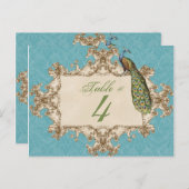 Carte de numéro de table, Peacock & Etchs vintage (Devant / Derrière)