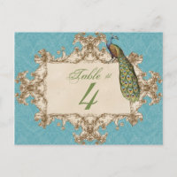 Carte de numéro de table, Peacock & Etchs vintage