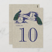 Carte de numéro de table Peacock Rustic Mariage (Devant / Derrière)