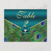 Carte de numéro de table Peacock turquoise (Devant)