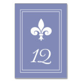 Carte de numéro de table Periwinkle Fleur de Lis (Dos)