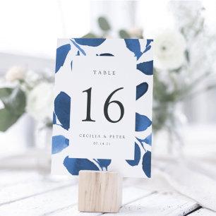 Carte de numéro de table personnalisée avec botani