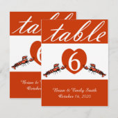 Carte de numéro de table personnalisée rouge homar (Devant / Derrière)