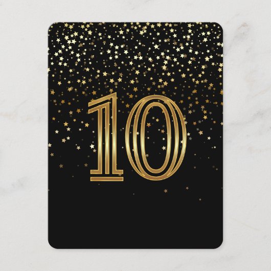 Carte de numéro de table Petite Étoiles - 10 Nuit (Devant)