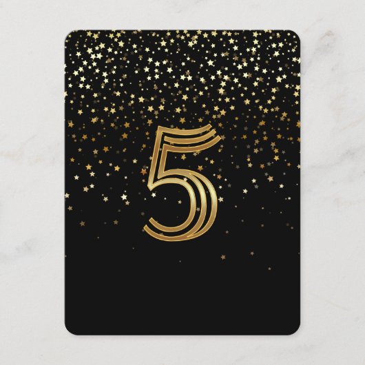 Carte de numéro de table Petite Étoiles - 5 Nuit é (Devant)