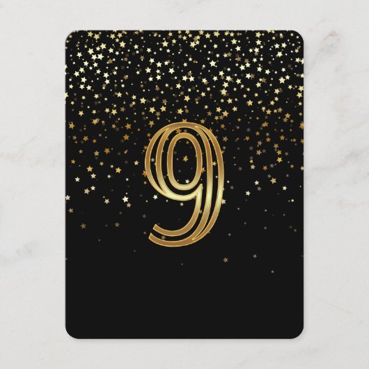 Carte de numéro de table Petites Étoiles - 9 Nuit (Devant)