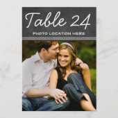 Carte de numéro de table photo de mariage à tablea (Devant)