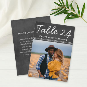 Carte de numéro de table photo de mariage à tablea