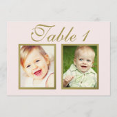 Carte de Numéro de Table Photo d'Enfance Rose Deux (Devant)