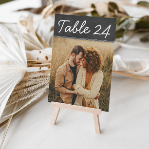 Carte de numéro de table photo en ardoise rustique